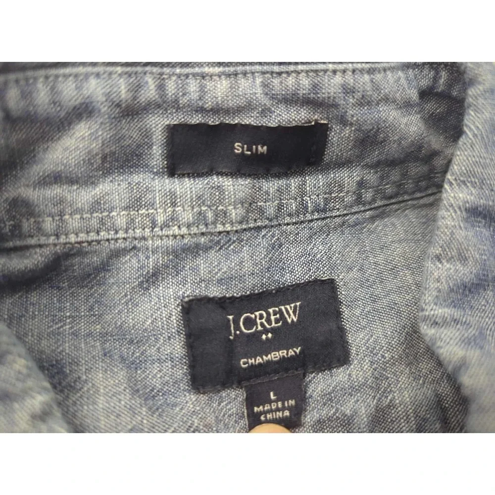 J Crew Button Down Shirt Mens Large Chambray‎ Slim Fit Casual